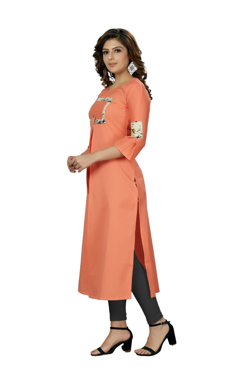 Plain Straight Kurti With Box Pleat