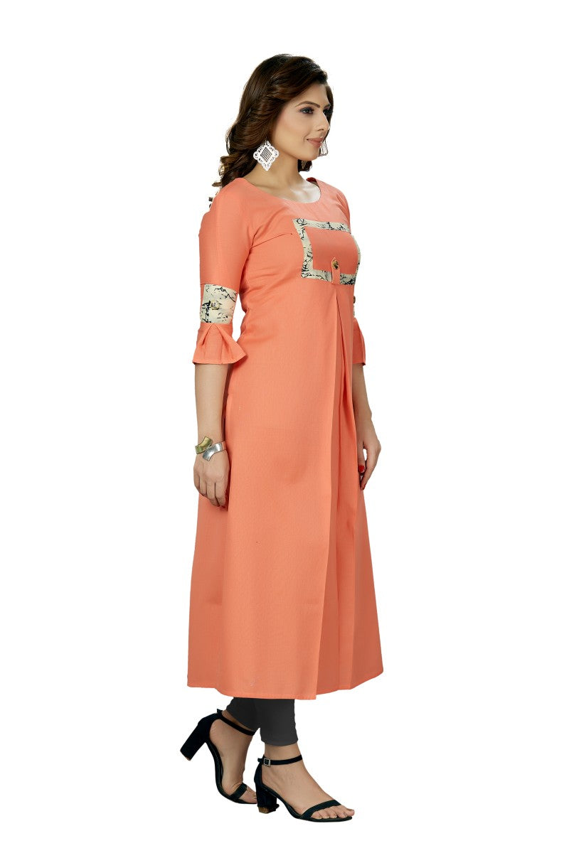 Plain Straight Kurti With Box Pleat