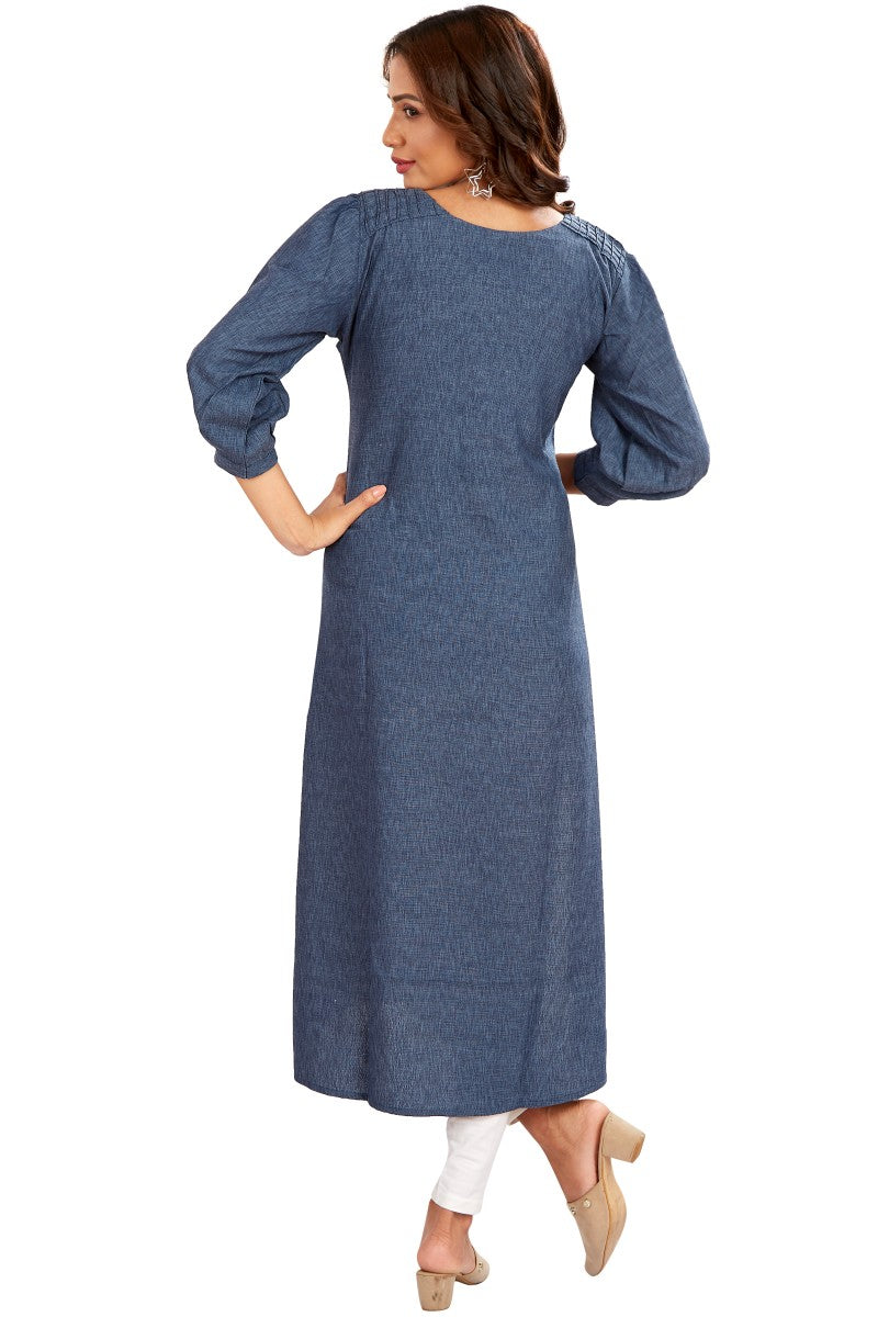 Blended Linen Casual Straight Kurti