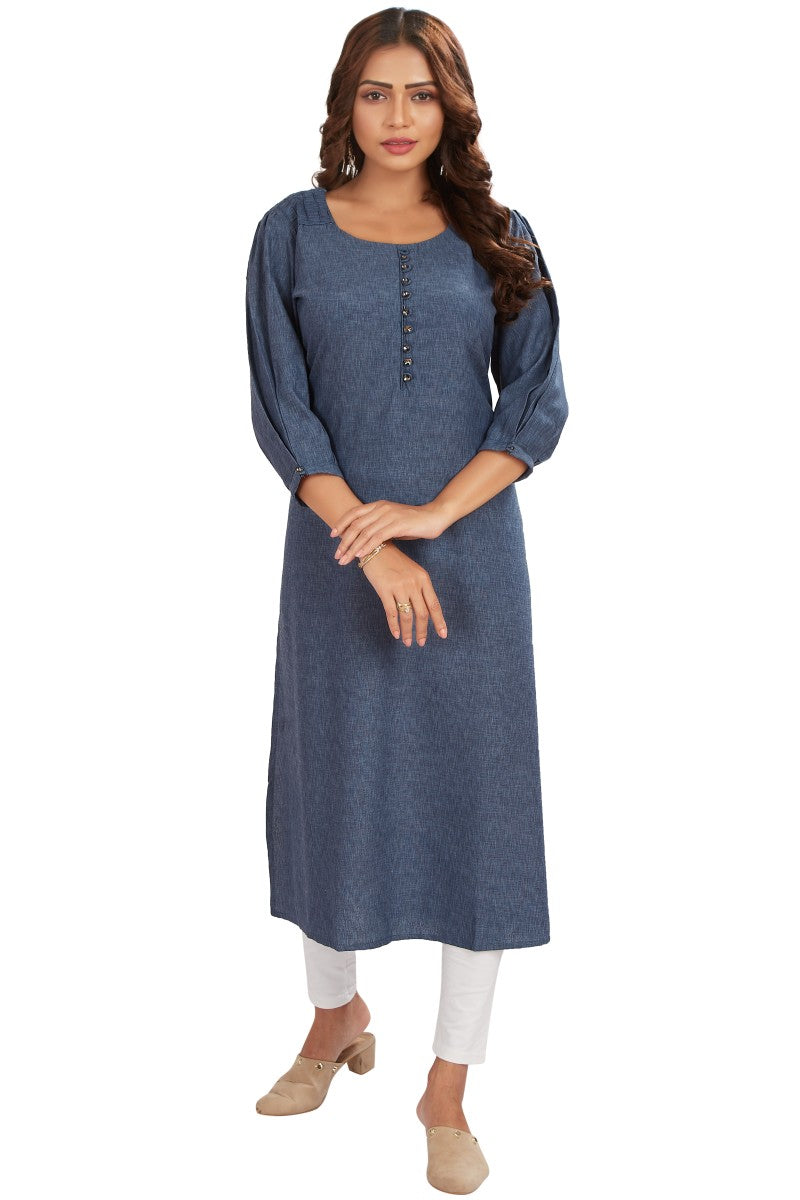 Blended Linen Casual Straight Kurti