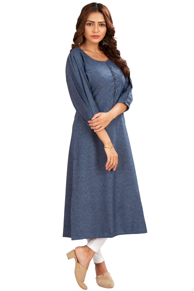 Blended Linen Casual Straight Kurti