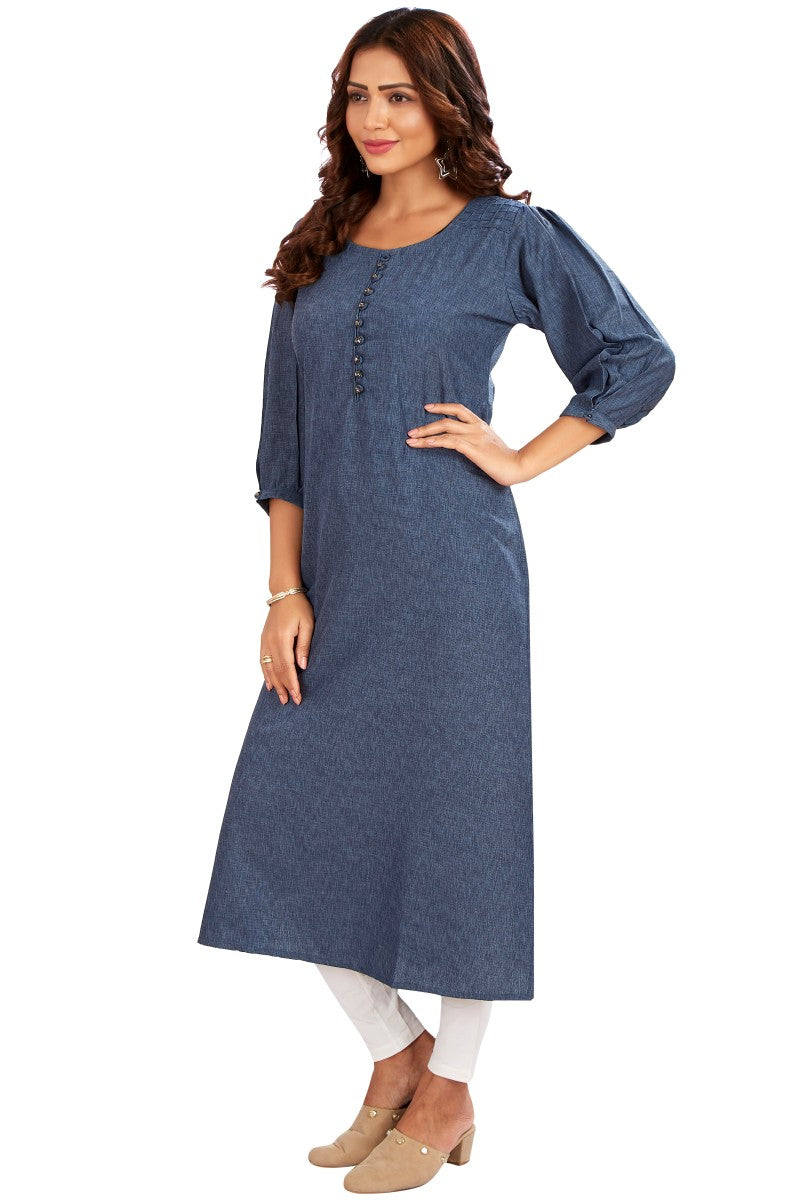 Blended Linen Casual Straight Kurti