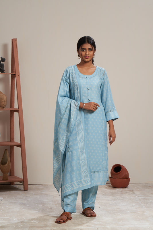 Printed Kurti Set With Dupatta