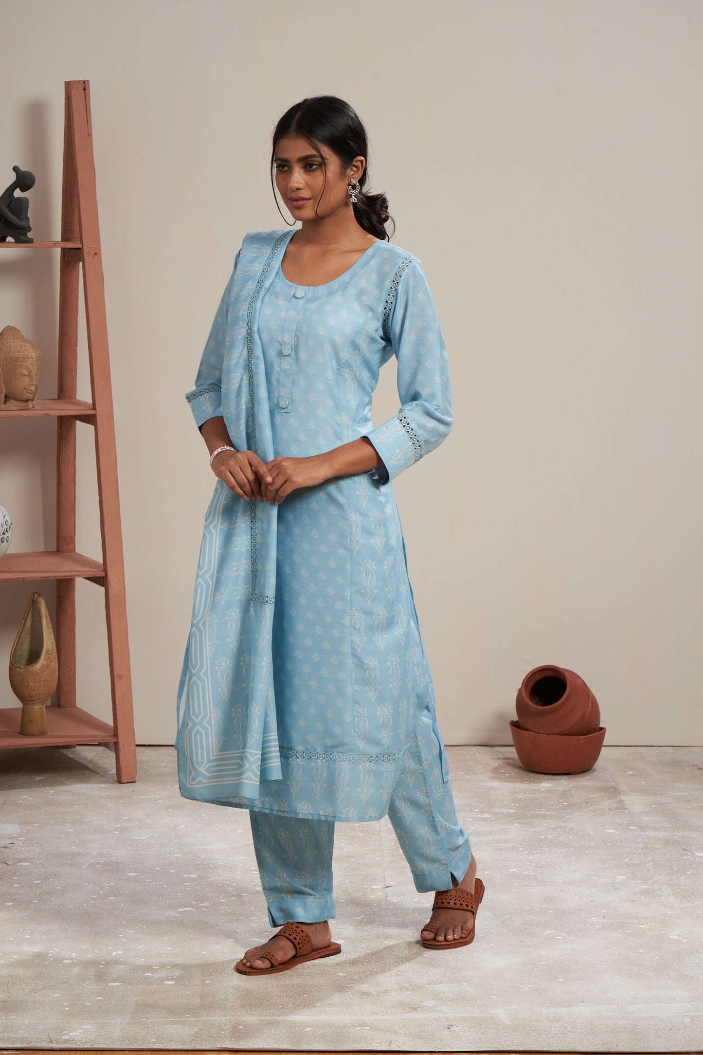 Printed Kurti Set With Dupatta