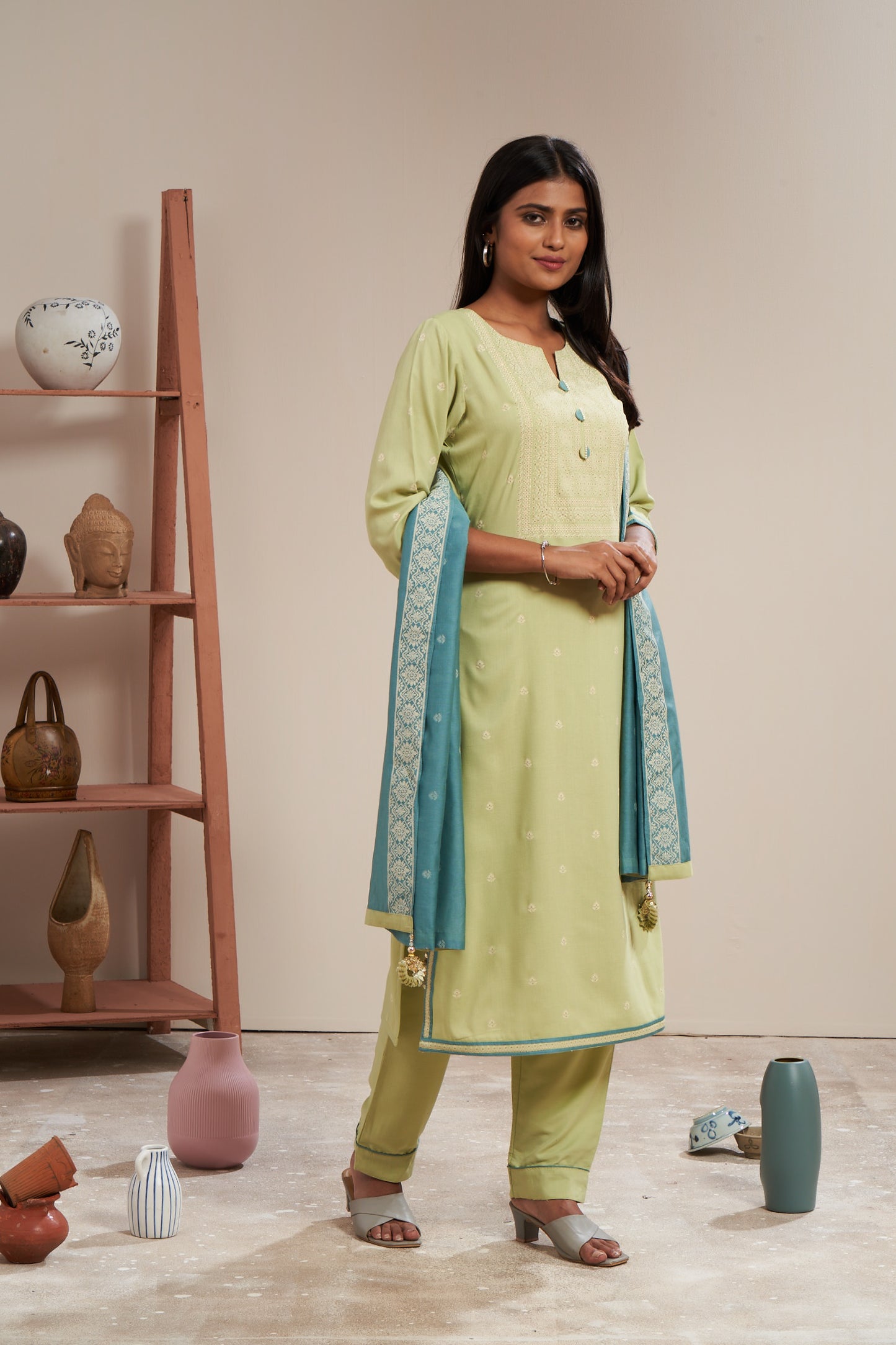 Rubber Printed Kurti Set With Dupatta