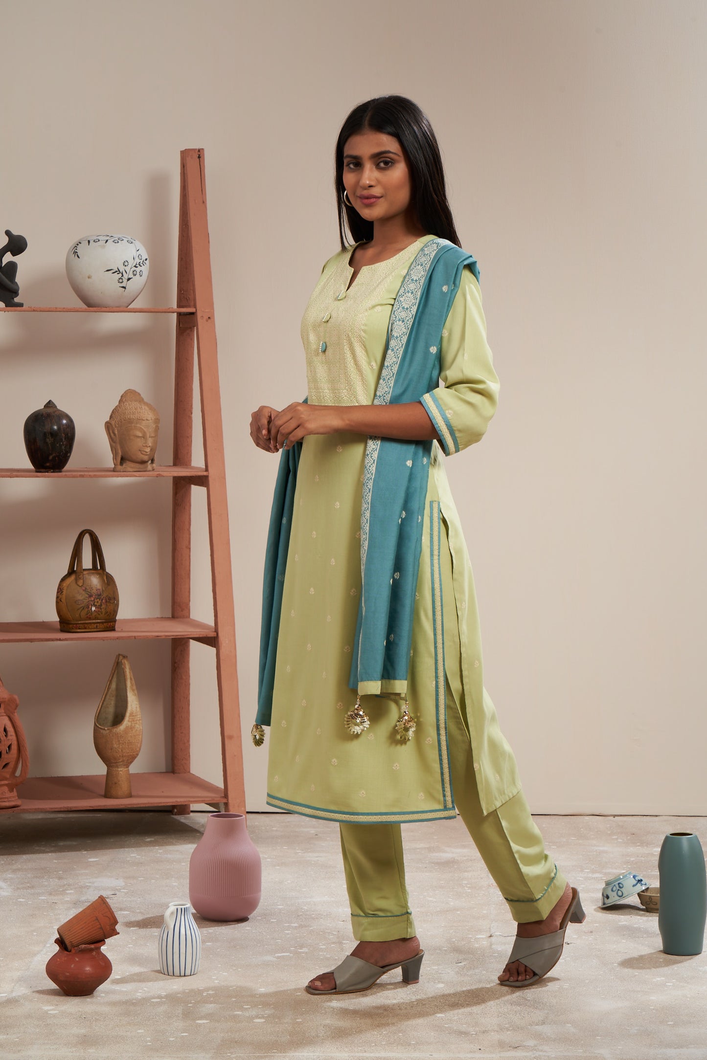 Rubber Printed Kurti Set With Dupatta