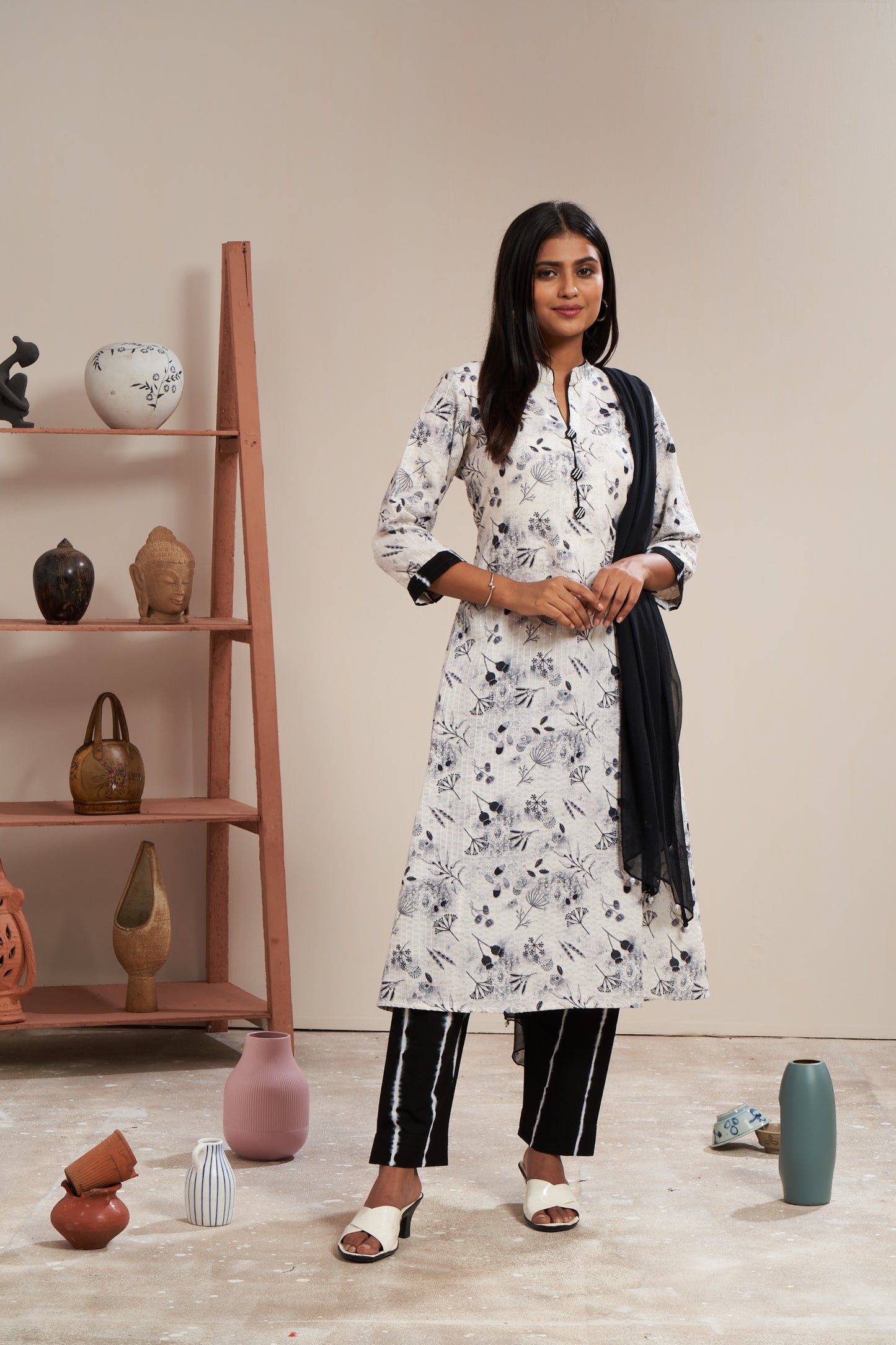 Office Wear Printed Kurti Set With Dupatta