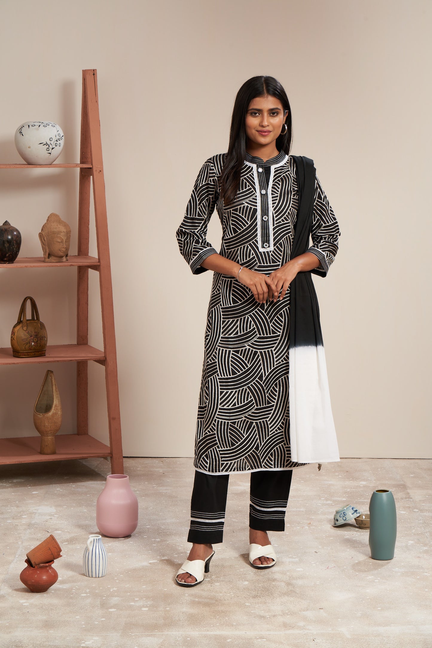 Embroidered Kurti Set With Dupatta