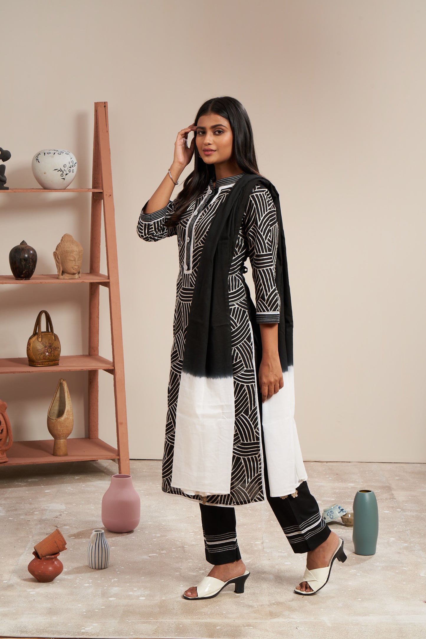 Embroidered Kurti Set With Dupatta