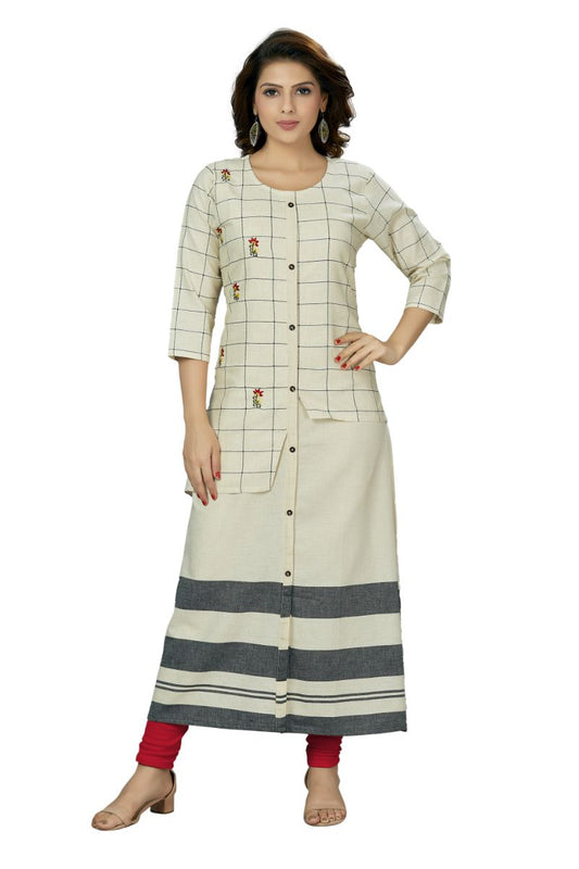 Printed Kurti In Off-white Colour