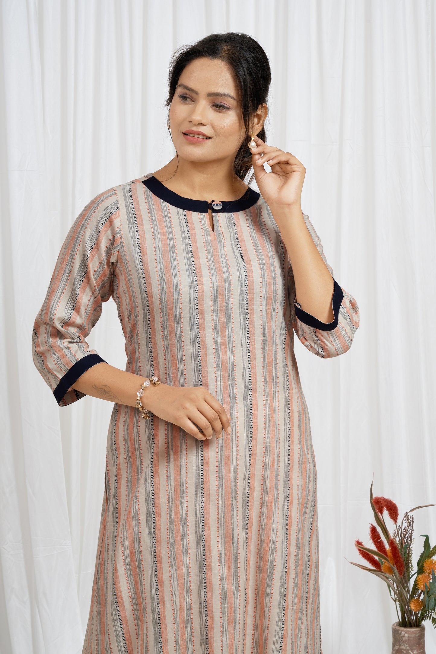 Multi Color Stripes Printed Kurti