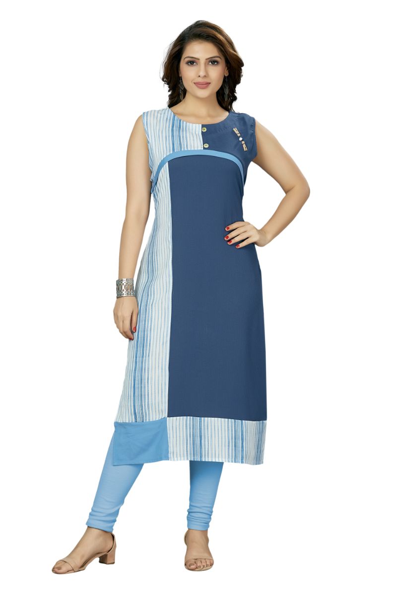 Office Wear Smart Casual Plain Straight Kurti