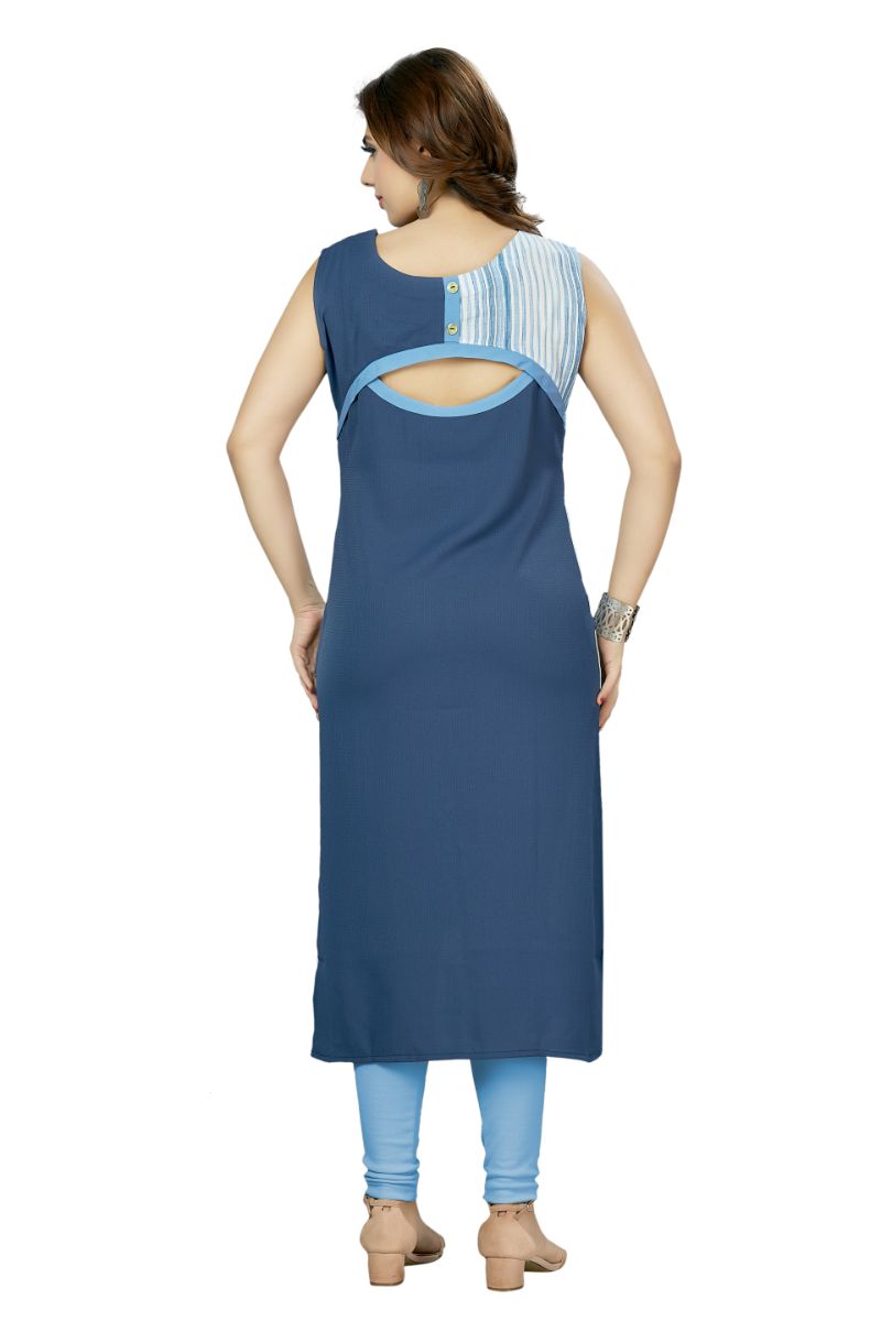 Office Wear Smart Casual Plain Straight Kurti