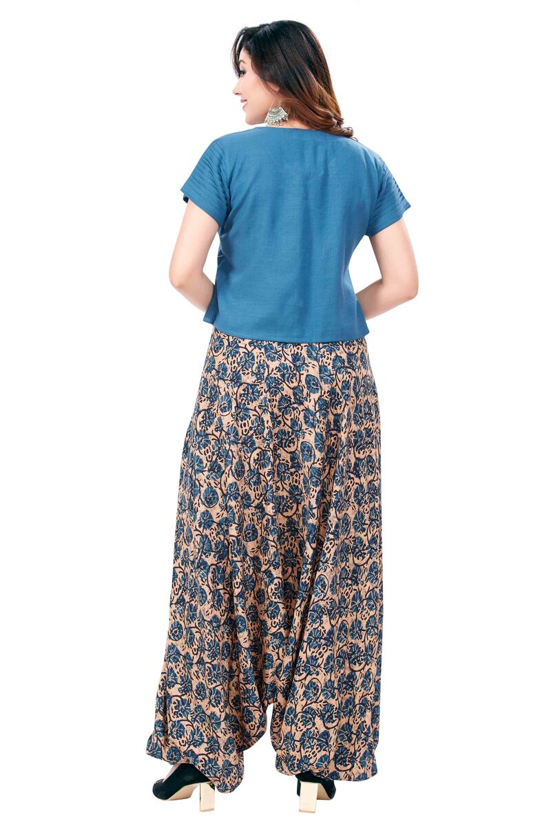 Short Top And Dhoti Set In Fusion Wear