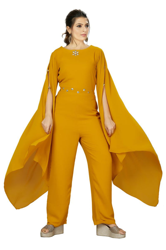 Long Asymmetric Slit Sleeves Jump Suit