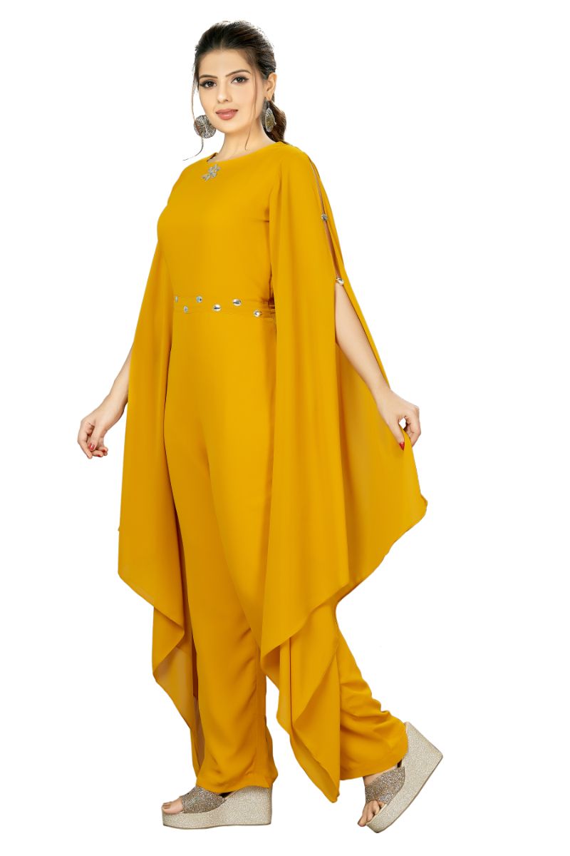 Long Asymmetric Slit Sleeves Jump Suit