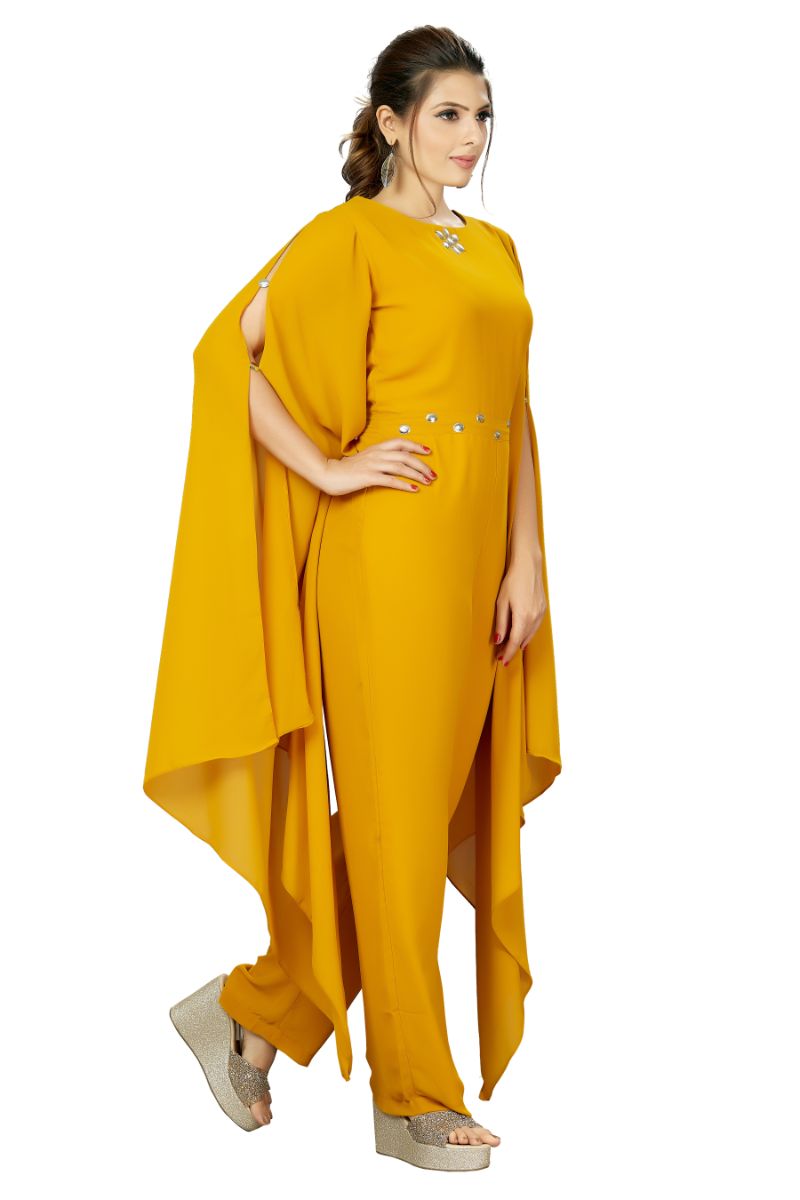 Long Asymmetric Slit Sleeves Jump Suit