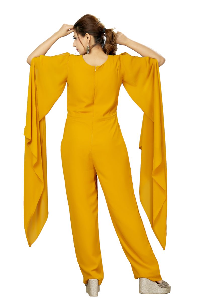 Long Asymmetric Slit Sleeves Jump Suit