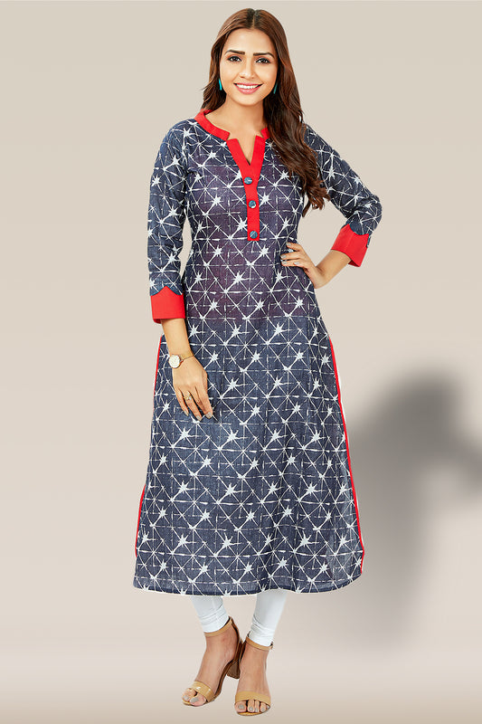 Straight Self Weave Pattern Designed Kurti