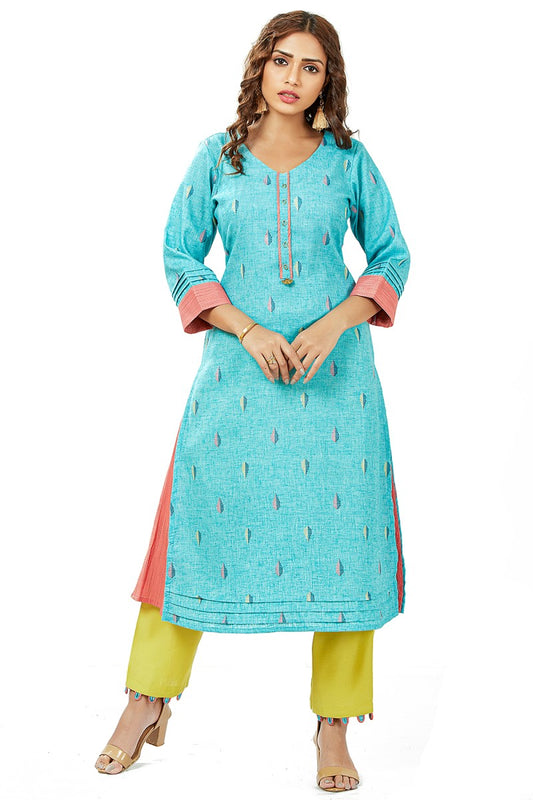 Simple Printed Kurti Pant Set