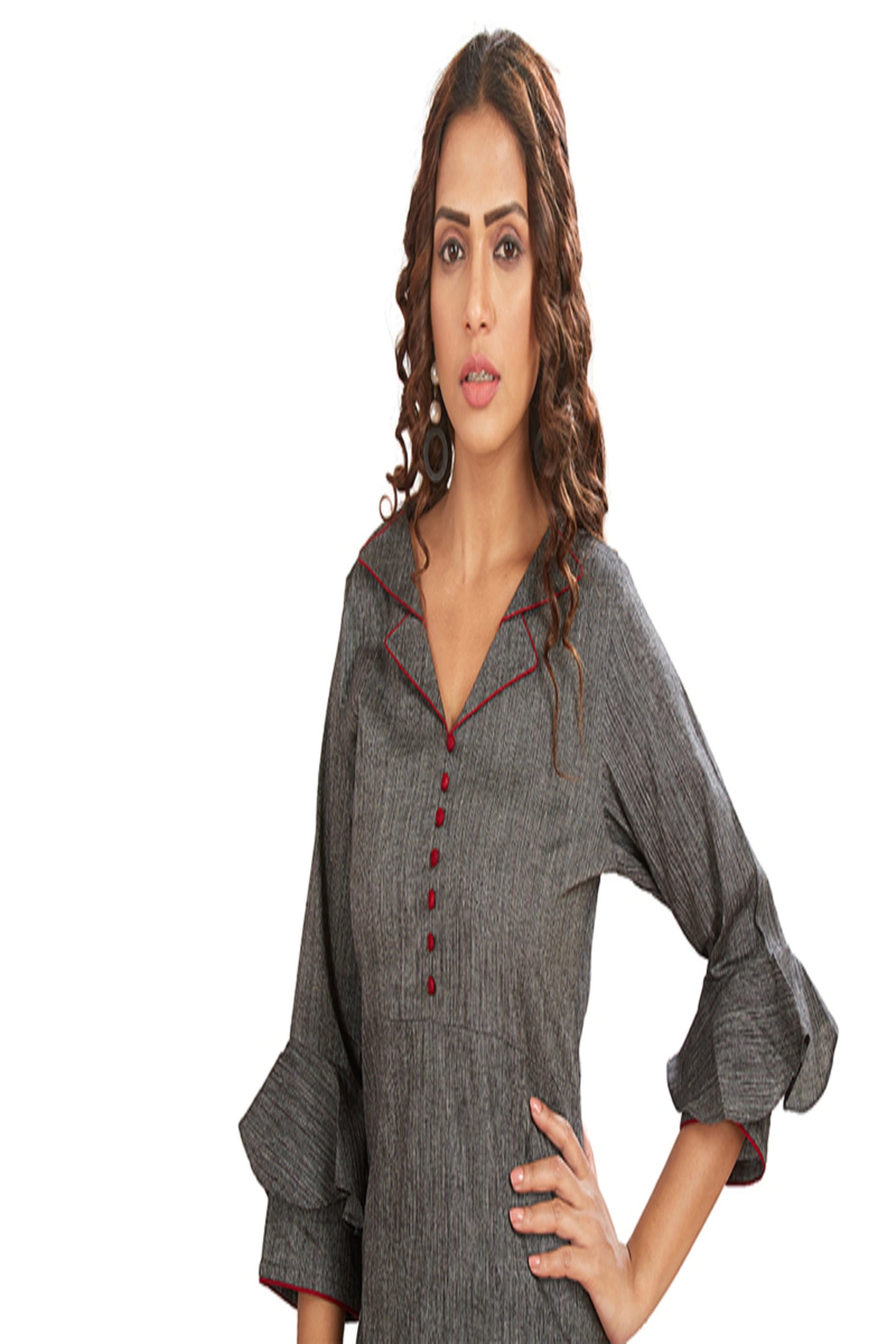 A-line Plain Kurti with Cotton Pants