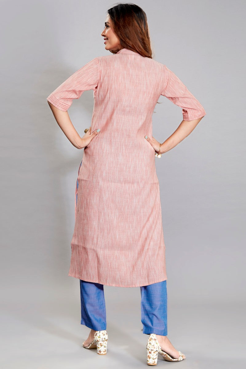 Smart Casual Kurti Set With Contrast Pant