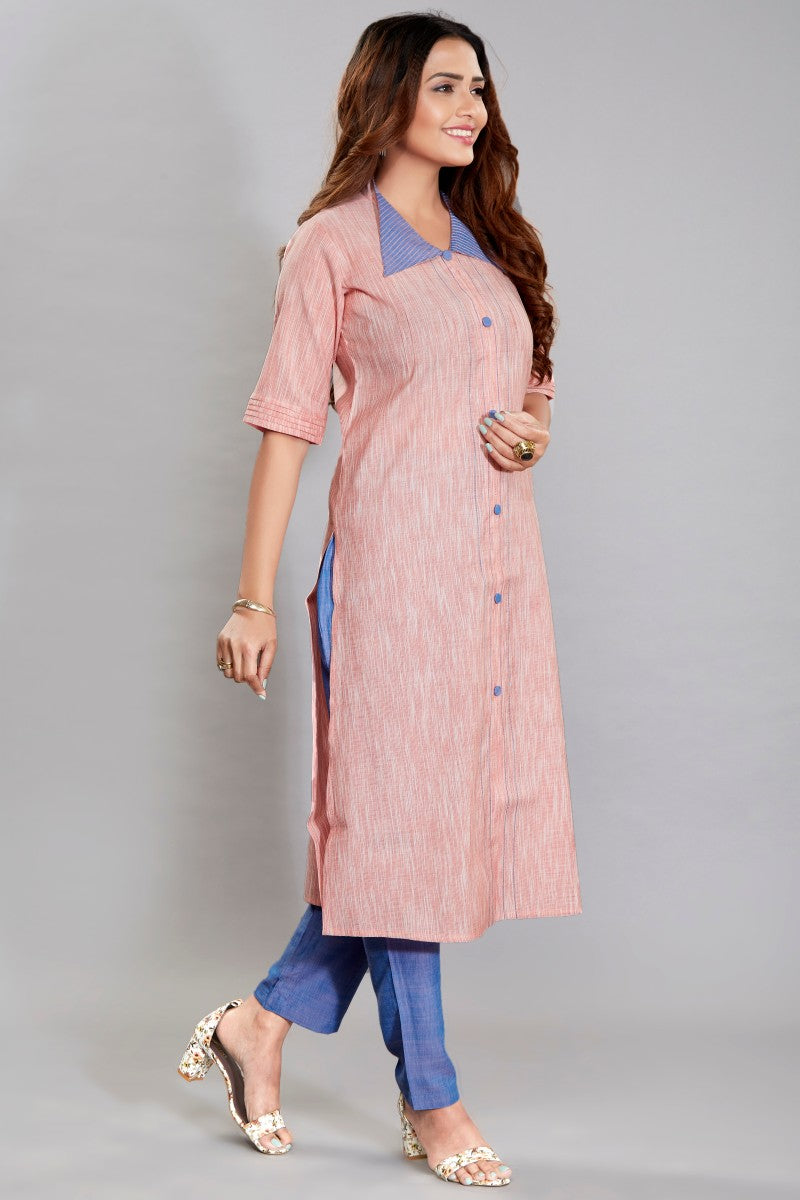 Smart Casual Kurti Set With Contrast Pant