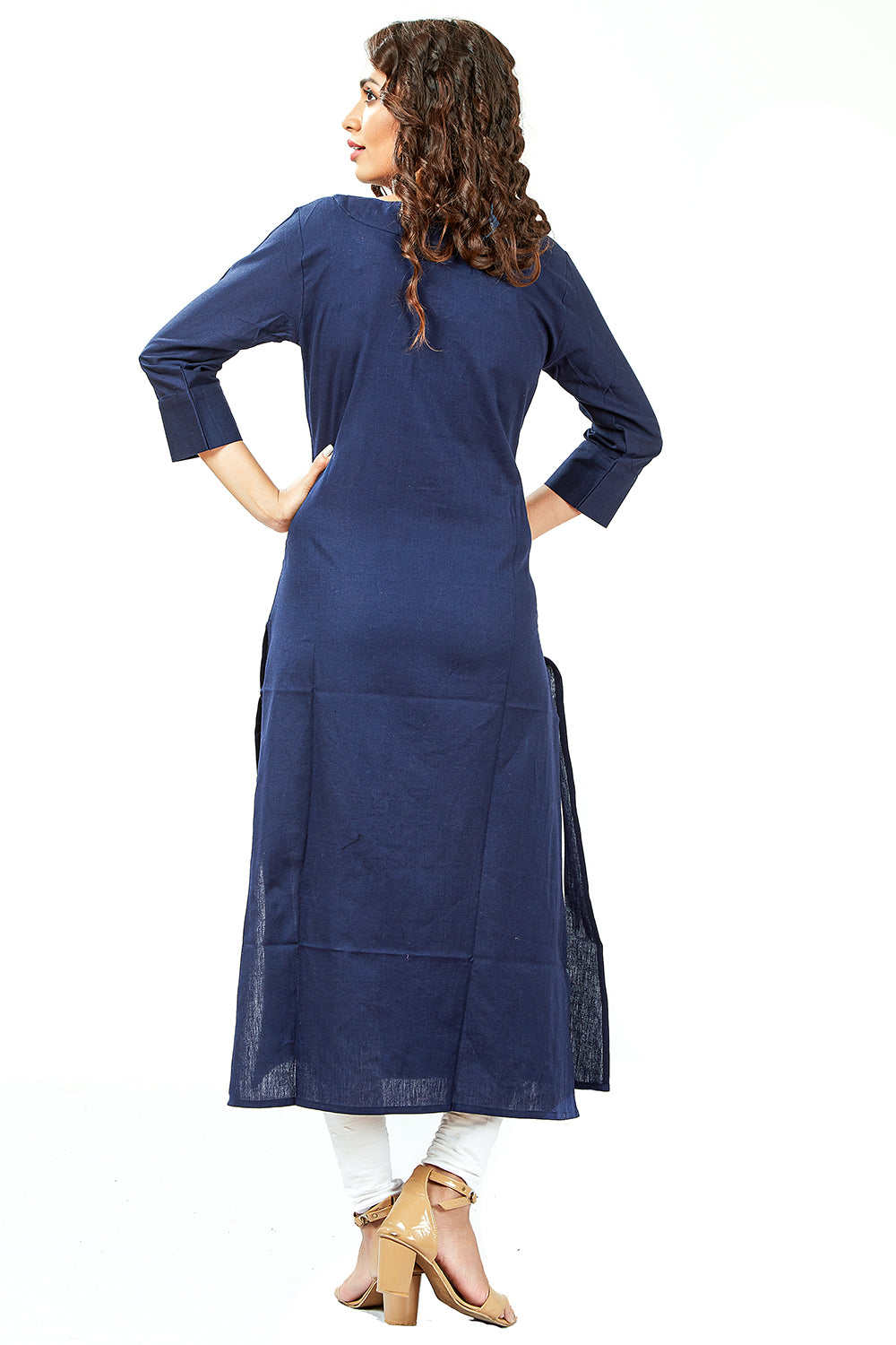 Three Fourth Sleeve Navy Blue Colour Kurti