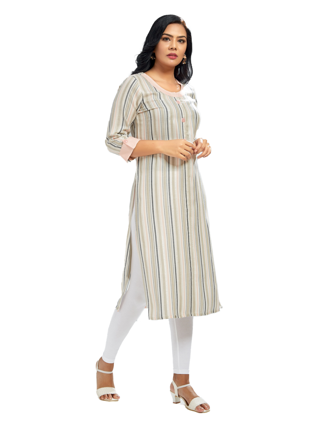 Multi Coloured Striped Straight Kurti