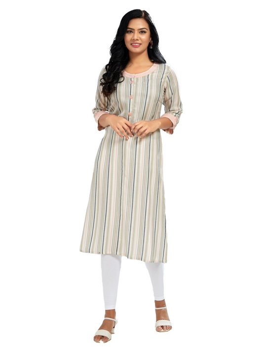 Multi Coloured Striped Straight Kurti