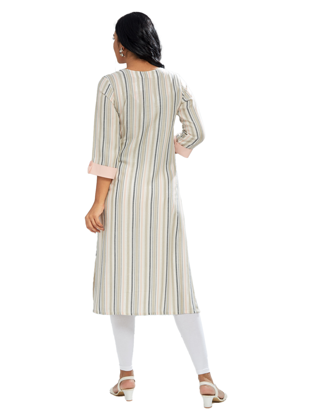 Multi Coloured Striped Straight Kurti