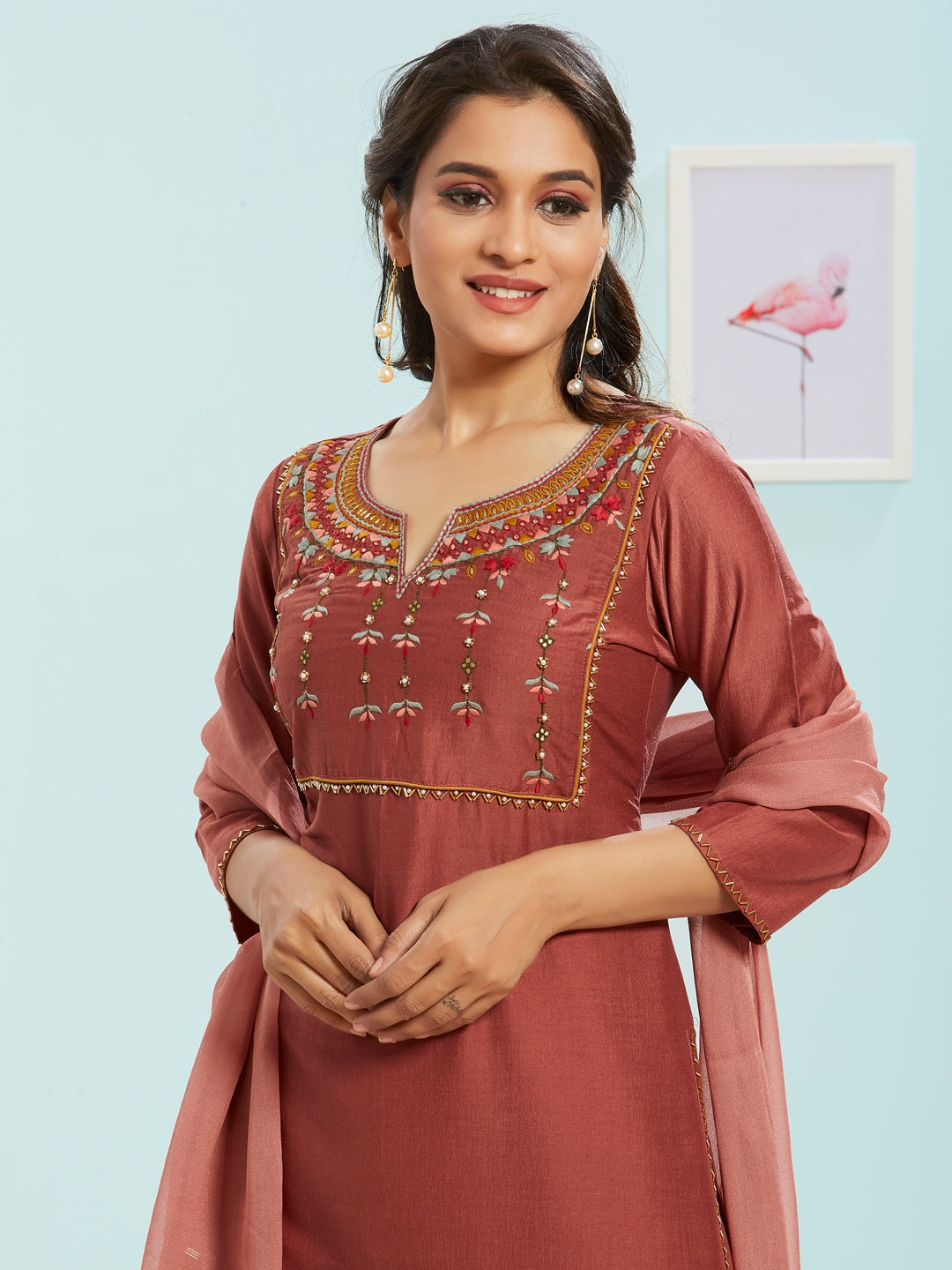 Semi Ethnic Kurti Set With Dupatta