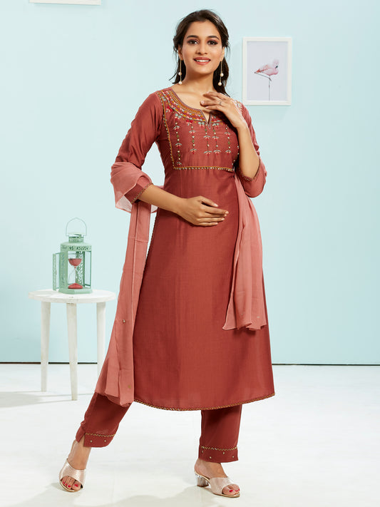 Semi Ethnic Kurti Set With Dupatta