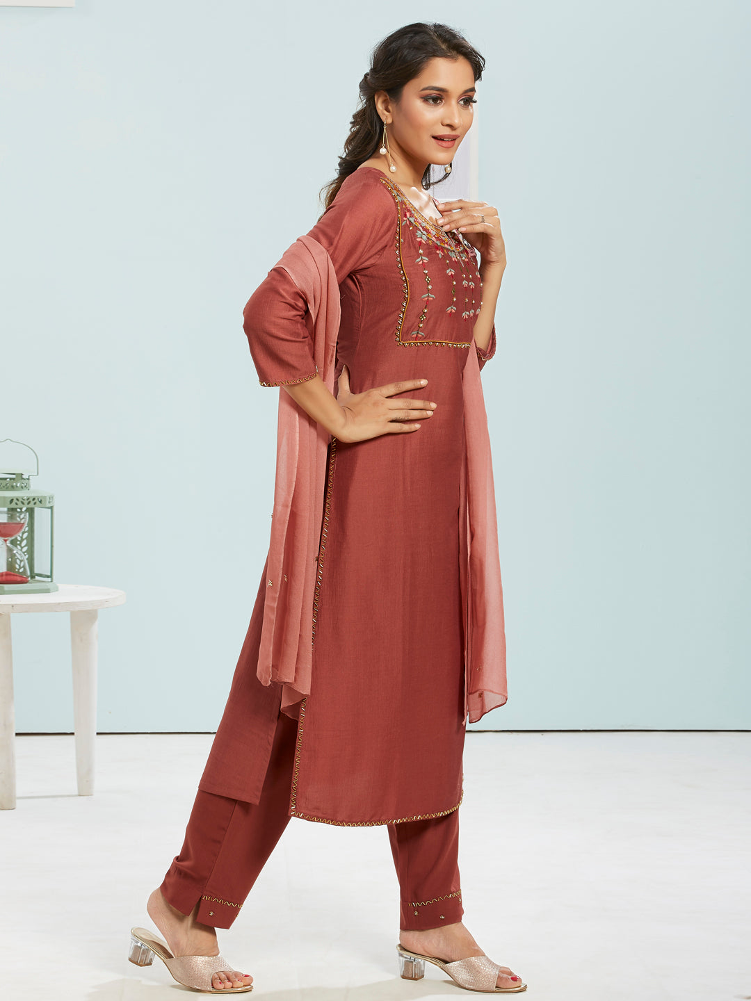 Semi Ethnic Kurti Set With Dupatta