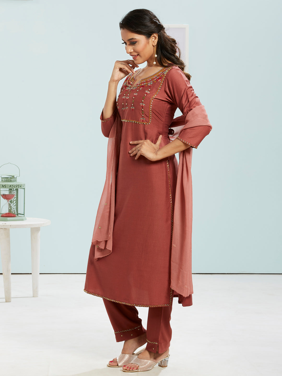 Semi Ethnic Kurti Set With Dupatta