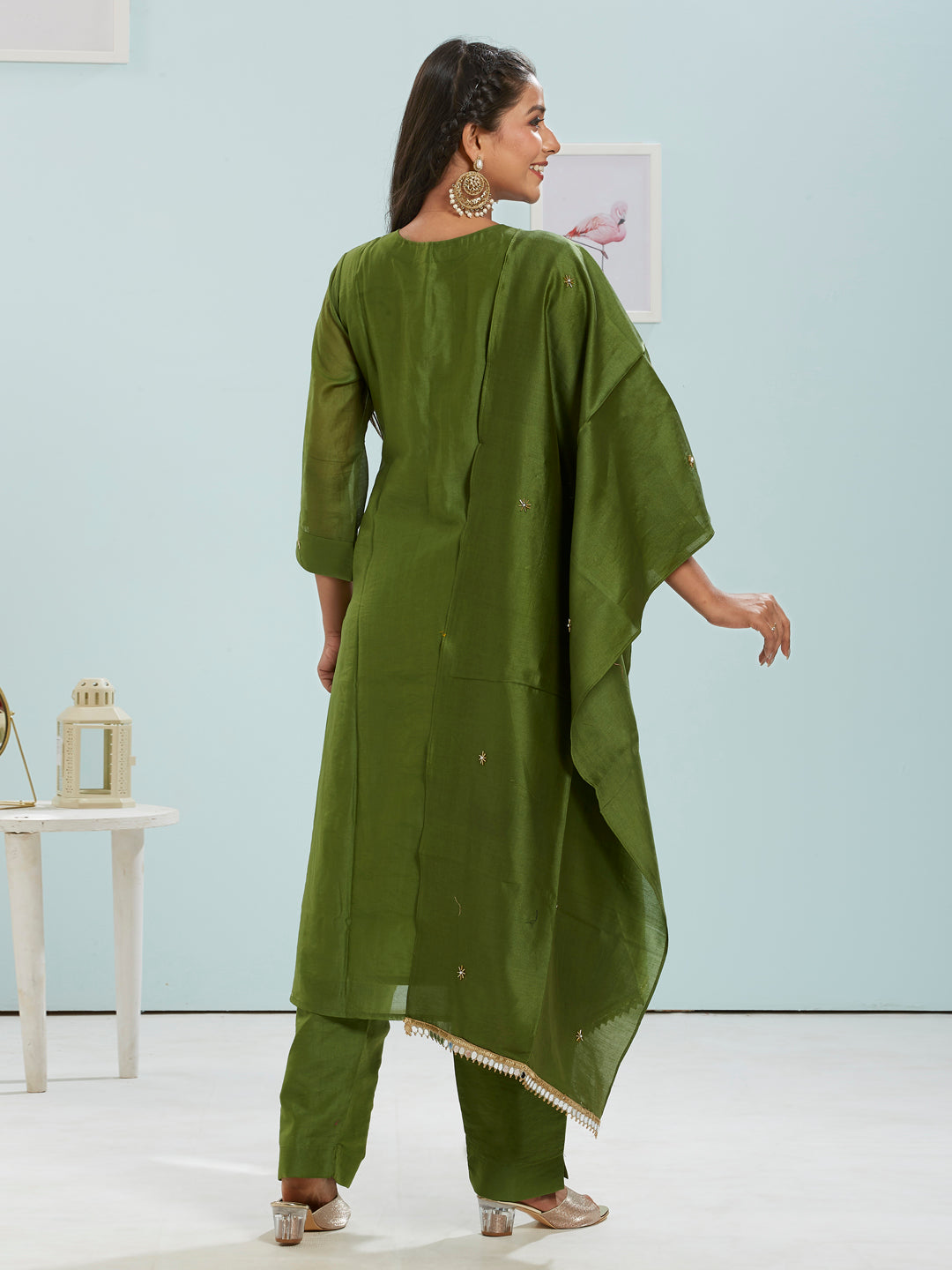 Basil Green Jacquard Kurti Set