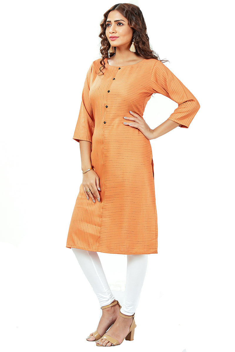 Straight Plain Kurti With Unique Stripe Print