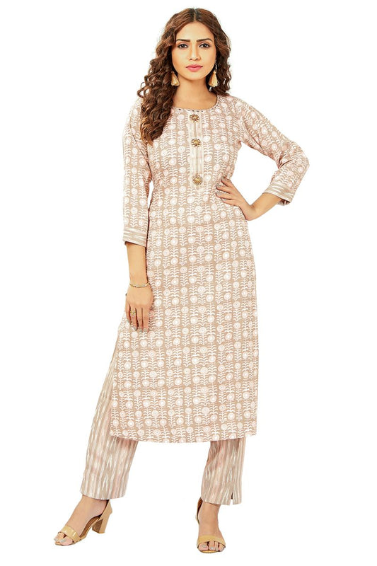 Printed Straight Kurti With Complimenting Printed Pants