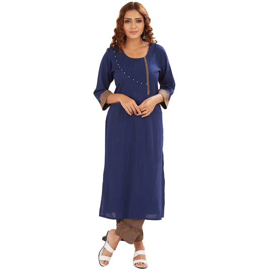 Straight Plain Kurti Set With Pant